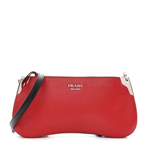 PRADA City Calfskin Sidonie Crossbody Bag Rosso Black 